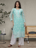 Load image into Gallery viewer, Seva Chikan Hand Embroidered Georgette Lucknowi Chikankari Kurta With Inner