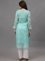 Load image into Gallery viewer, Seva Chikan Hand Embroidered Georgette Lucknowi Chikankari Kurta With Inner