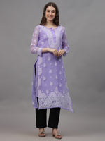 Load image into Gallery viewer, Seva Chikan Hand Embroidered Georgette Lucknowi Chikankari Kurta With Inner