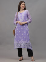 Load image into Gallery viewer, Seva Chikan Hand Embroidered Georgette Lucknowi Chikankari Kurta With Inner