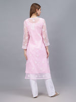 Load image into Gallery viewer, Seva Chikan Hand Embroidered Georgette Lucknowi Chikankari Kurta With Inner