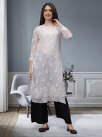 Load image into Gallery viewer, Seva Chikan Hand Embroidered Georgette Lucknowi Chikankari Kurta With Inner