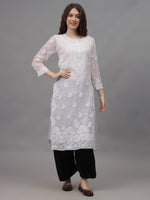 Load image into Gallery viewer, Seva Chikan Hand Embroidered Georgette Lucknowi Chikankari Kurta With Inner