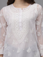 Load image into Gallery viewer, Seva Chikan Hand Embroidered Georgette Lucknowi Chikankari Kurta With Inner