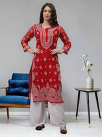 Load image into Gallery viewer, Seva Chikan Hand Embroidered Georgette Lucknowi Chikankari Kurta With Inner