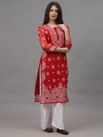 Load image into Gallery viewer, Seva Chikan Hand Embroidered Georgette Lucknowi Chikankari Kurta With Inner