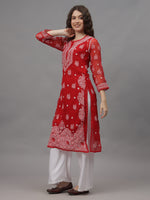 Load image into Gallery viewer, Seva Chikan Hand Embroidered Georgette Lucknowi Chikankari Kurta With Inner