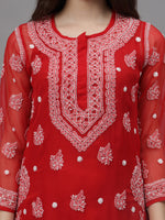 Load image into Gallery viewer, Seva Chikan Hand Embroidered Georgette Lucknowi Chikankari Kurta With Inner