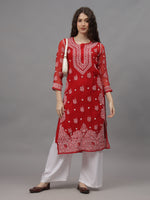 Load image into Gallery viewer, Seva Chikan Hand Embroidered Georgette Lucknowi Chikankari Kurta With Inner