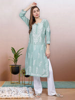 Load image into Gallery viewer, Seva Chikan Hand Embroidered Chanderi Lucknowi Chikankari Kurta