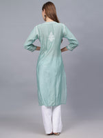 Load image into Gallery viewer, Seva Chikan Hand Embroidered Chanderi Lucknowi Chikankari Kurta