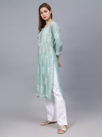 Load image into Gallery viewer, Seva Chikan Hand Embroidered Chanderi Lucknowi Chikankari Kurta