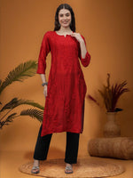 Load image into Gallery viewer, Seva Chikan Hand Embroidered Chanderi Lucknowi Chikankari Kurta
