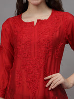 Load image into Gallery viewer, Seva Chikan Hand Embroidered Chanderi Lucknowi Chikankari Kurta