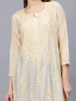 Load image into Gallery viewer, Seva Chikan Hand Embroidered Chanderi Lucknowi Chikankari Kurta