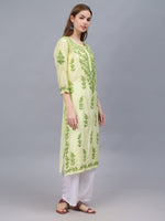 Load image into Gallery viewer, Seva Chikan Hand Embroidered Lemon Chanderi Lucknowi Chikankari Kurta-SCL4675