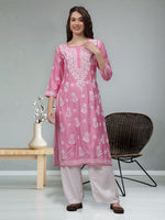 Load image into Gallery viewer, Seva Chikan Hand Embroidered Chanderi Lucknowi Chikankari Kurta