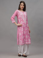 Load image into Gallery viewer, Seva Chikan Hand Embroidered Chanderi Lucknowi Chikankari Kurta