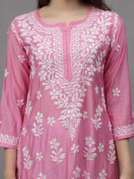 Load image into Gallery viewer, Seva Chikan Hand Embroidered Chanderi Lucknowi Chikankari Kurta