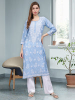 Load image into Gallery viewer, Seva Chikan Hand Embroidered Chanderi Lucknowi Chikankari Kurta