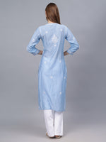 Load image into Gallery viewer, Seva Chikan Hand Embroidered Chanderi Lucknowi Chikankari Kurta