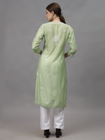 Load image into Gallery viewer, Seva Chikan Hand Embroidered Chanderi Lucknowi Chikankari Kurta