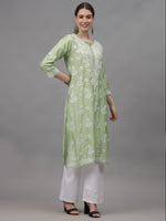 Load image into Gallery viewer, Seva Chikan Hand Embroidered Chanderi Lucknowi Chikankari Kurta
