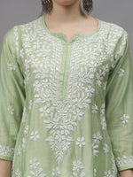 Load image into Gallery viewer, Seva Chikan Hand Embroidered Chanderi Lucknowi Chikankari Kurta
