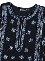 Load image into Gallery viewer, Seva Chikan Hand Embroidered Lucknowi Chikankari Black & Grey Cotton Kurta SCL4769