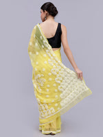 Load image into Gallery viewer, Seva Chikan Hand Embroidered Lucknowi Chikankari Yellow Georgette Saree- SCL6015