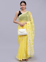 Load image into Gallery viewer, Seva Chikan Hand Embroidered Lucknowi Chikankari Yellow Georgette Saree- SCL6015