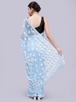 Load image into Gallery viewer, Seva Chikan Hand Embroidered Lucknowi Chikankari Light Blue Georgette Saree- SCL6016