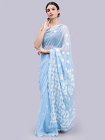 Load image into Gallery viewer, Seva Chikan Hand Embroidered Lucknowi Chikankari Light Blue Georgette Saree- SCL6016