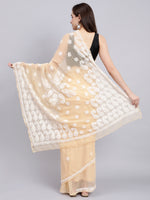 Load image into Gallery viewer, Seva Chikan Hand Embroidered Lucknowi Chikankari Beige Georgette Saree- SCL6019