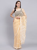 Load image into Gallery viewer, Seva Chikan Hand Embroidered Lucknowi Chikankari Beige Georgette Saree- SCL6019