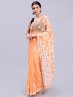 Load image into Gallery viewer, Seva Chikan Hand Embroidered Lucknowi Chikankari Neon Orange Georgette Saree- SCL6020