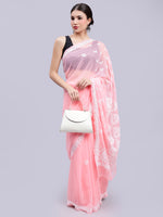 Load image into Gallery viewer, Seva Chikan Hand Embroidered Peach Georgette Lucknowi Chikankari Saree- SCL6024