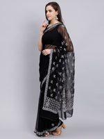 Load image into Gallery viewer, Seva Chikan Hand Embroidered Black Georgette Lucknowi Chikankari Saree- SCL6025
