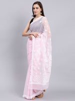 Load image into Gallery viewer, Seva Chikan Hand Embroidered Pink Georgette Lucknowi Chikankari Saree- SCL6027