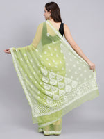 Load image into Gallery viewer, Seva Chikan Hand Embroidered Green Georgette Lucknowi Chikankari Saree- SCL6029