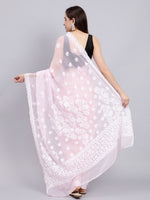 Load image into Gallery viewer, Seva Chikan Hand Embroidered Pink Georgette Lucknowi Chikankari Saree- SCL6031