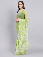 Load image into Gallery viewer, Seva Chikan Hand Embroidered Green Georgette Lucknowi Chikankari Saree- SCL6032