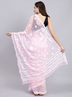 Load image into Gallery viewer, Seva Chikan Hand Embroidered Pink Georgette Lucknowi Chikankari Saree- SCL6037