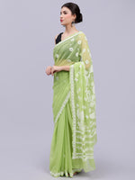 Load image into Gallery viewer, Seva Chikan Hand Embroidered Green Georgette Lucknowi Chikankari Saree- SCL6039