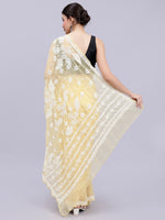 Load image into Gallery viewer, Seva Chikan Hand Embroidered Yellow Georgette Lucknowi Chikankari Saree- SCL6041