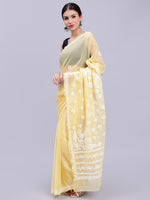 Load image into Gallery viewer, Seva Chikan Hand Embroidered Yellow Georgette Lucknowi Chikankari Saree- SCL6041