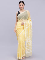 Load image into Gallery viewer, Seva Chikan Hand Embroidered Yellow Georgette Lucknowi Chikankari Saree- SCL6041