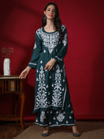 Load image into Gallery viewer, Seva Chikan Hand Embroidered Modal Cotton Chikankari Kurta With Palazzo