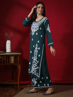 Load image into Gallery viewer, Seva Chikan Hand Embroidered Modal Cotton Chikankari Kurta With Palazzo