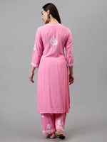 Load image into Gallery viewer, Seva Chikan Hand Embroidered Rayon Lucknowi Chikankari Kurta Set